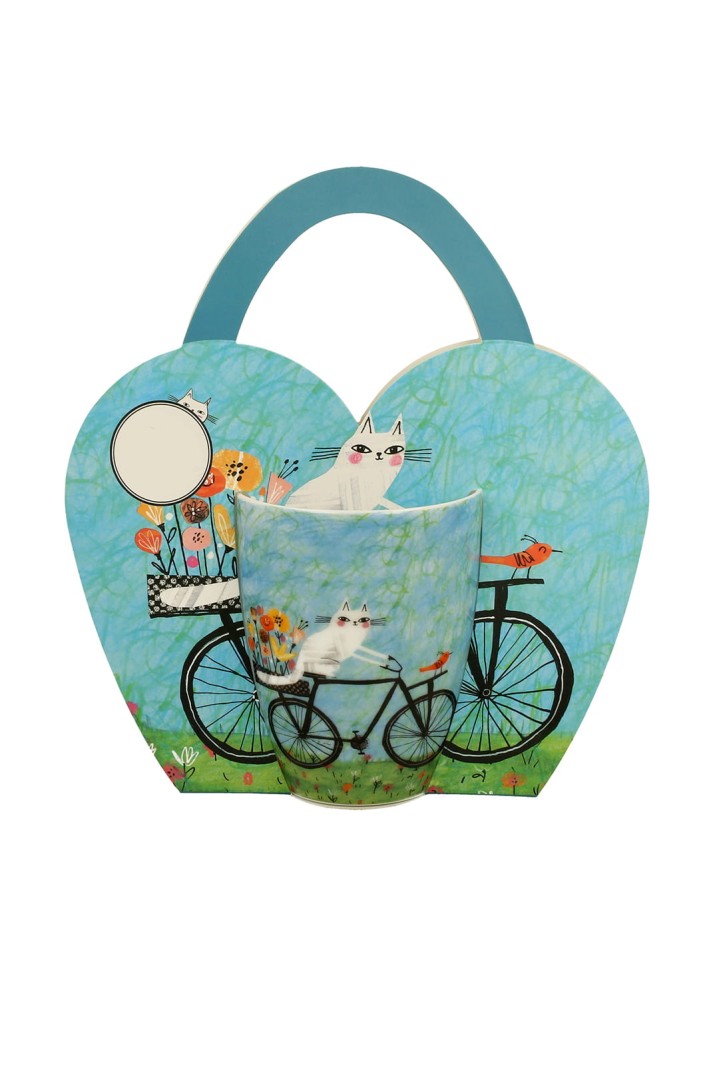 Porcelánový hrnek 360ml kočky na křesle 