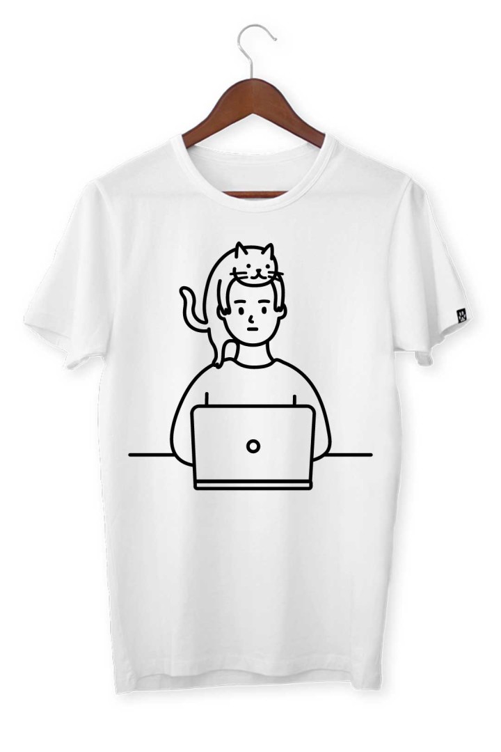 Tričko do domácí kanceláře s kočkou