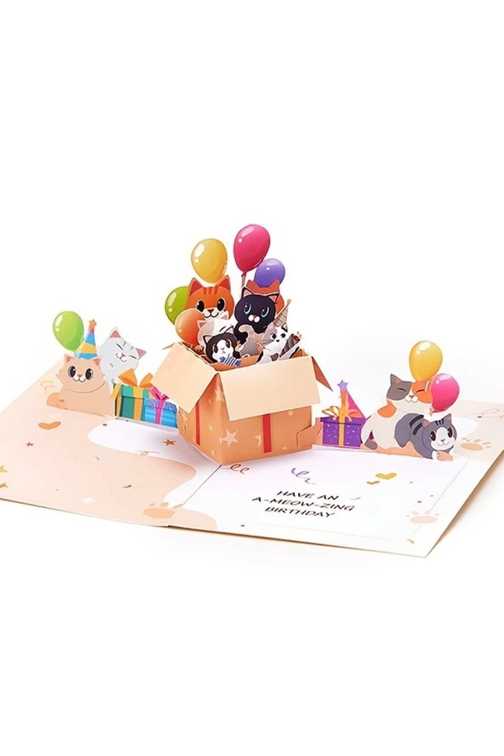3D narozeninové přání s rozkládacími koťaty s motivem kočky