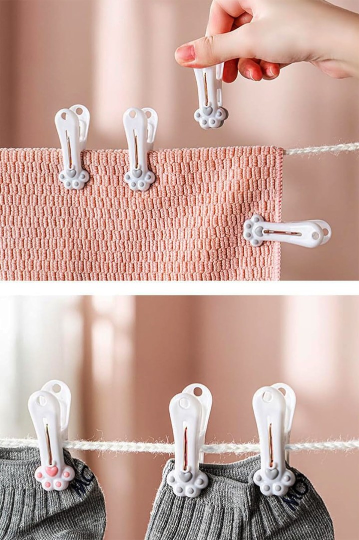 Sada 12x kolíčků na prádlo kočičí tlapky