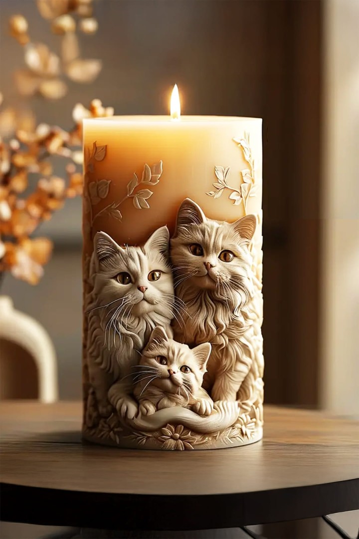 Sójová svíčka „Rodina koček” ruční umělecké dílo