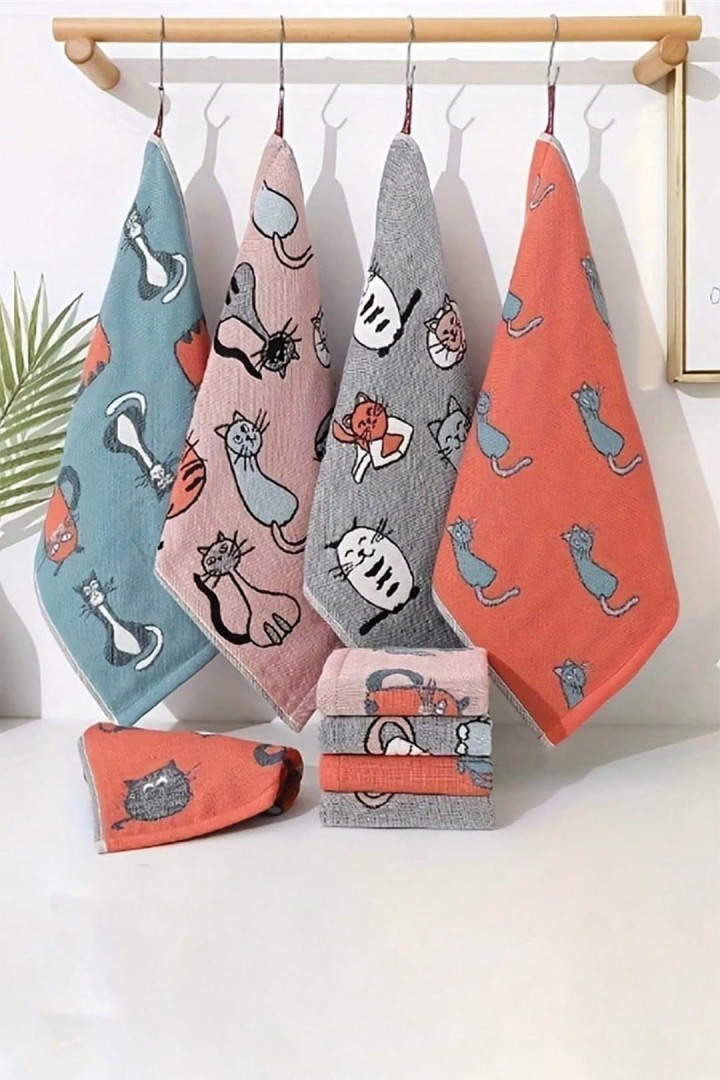 Barevné kuchyňské utěrky s kočkami