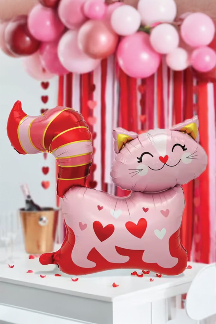 Fóliový balónek růžová kočka 