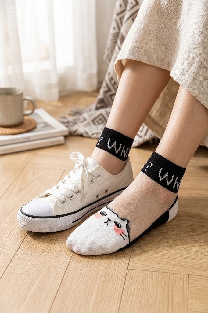 Ponožky  poloprůhledné kočky