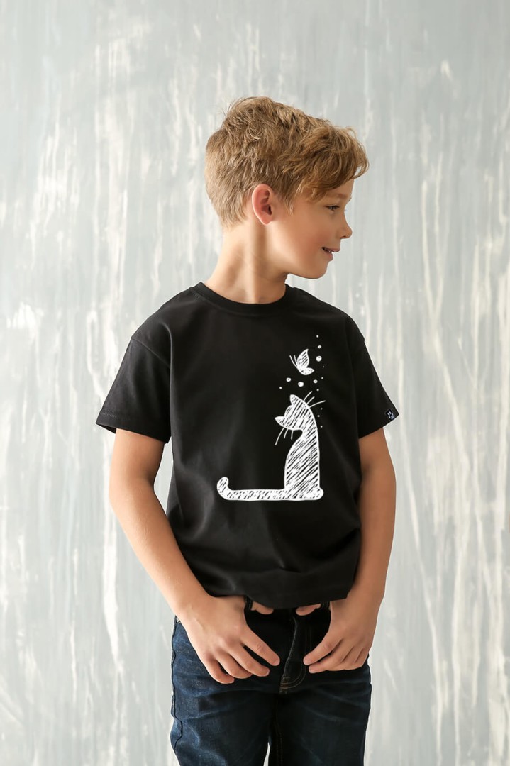 Dětské tričko Kočka & motýl