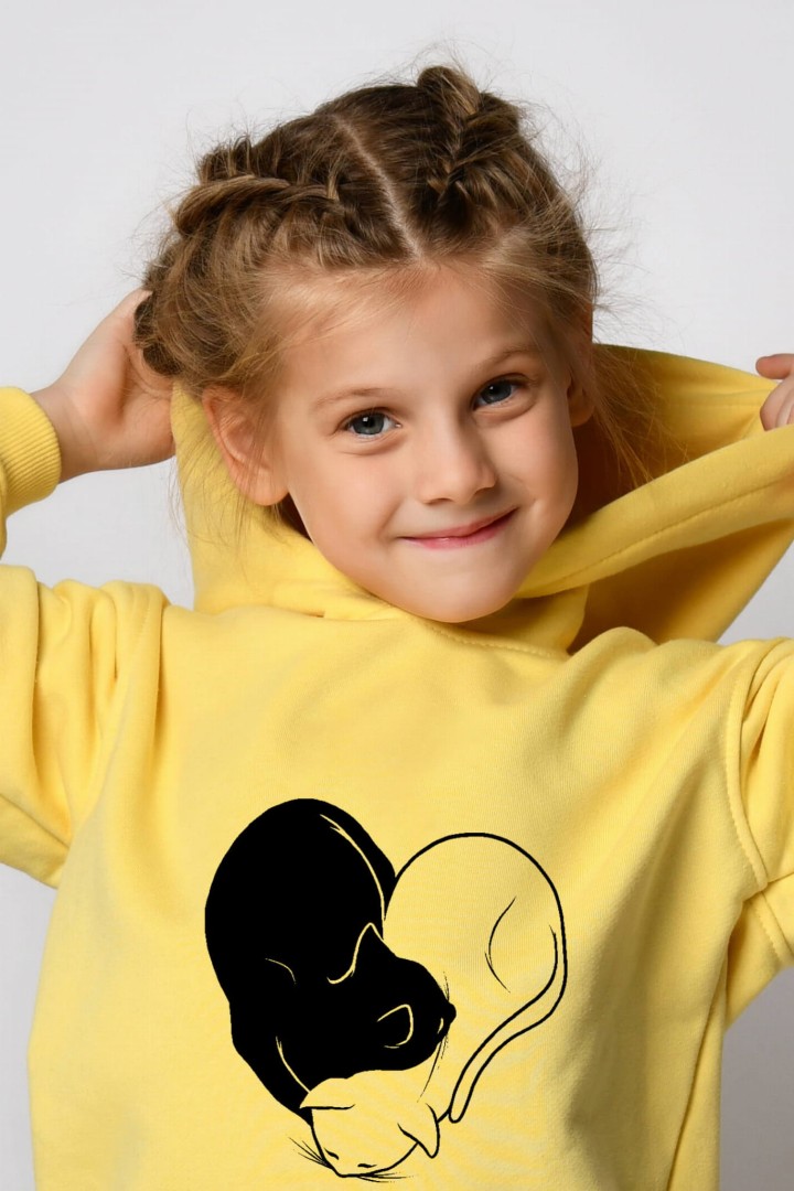 Dětská mikina s kapucí Kočičí srdce