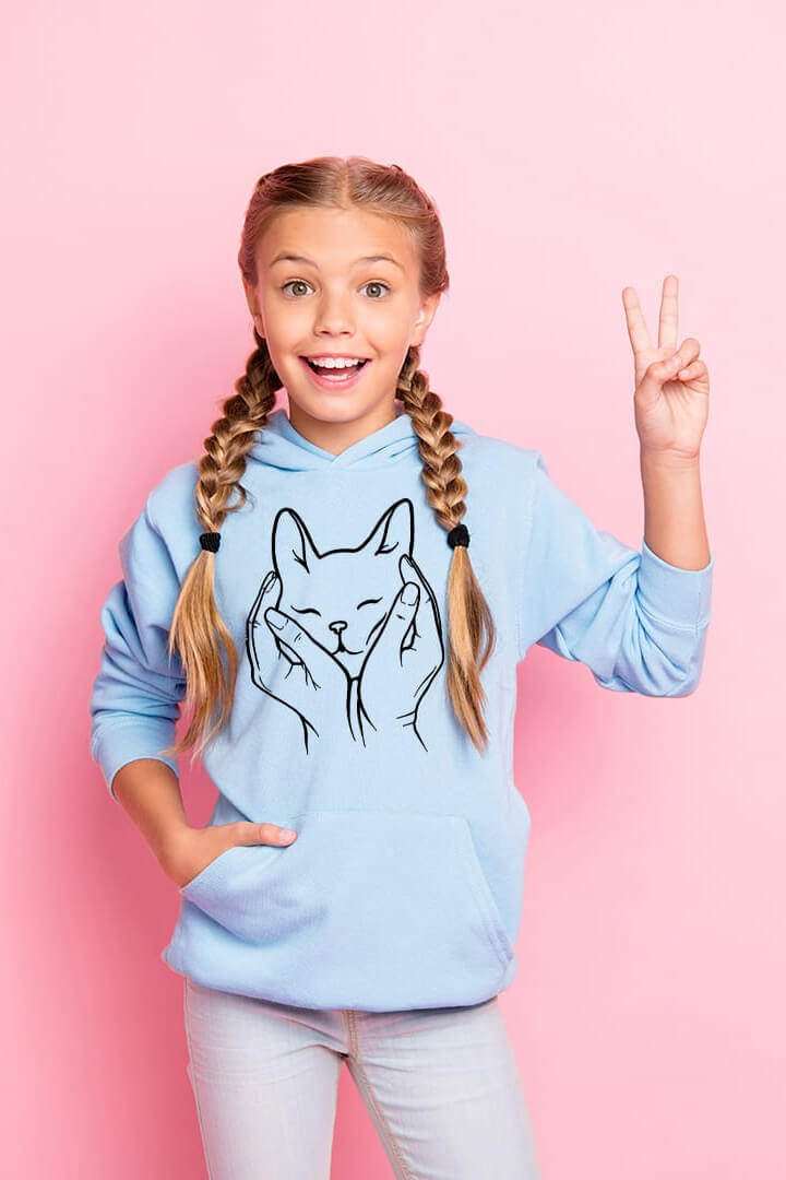 Dětská mikina s kapucí Pohlazení kočky