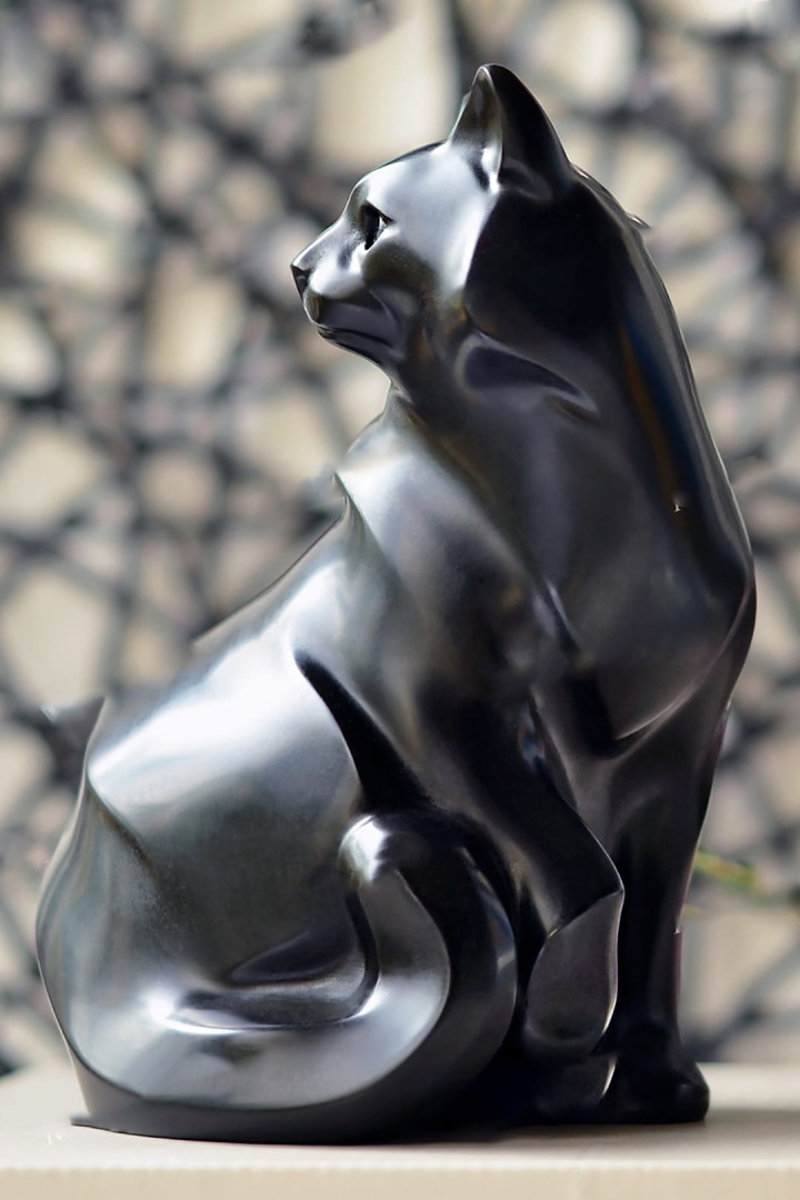 3D sójová svíčka ve tvaru kočky černá