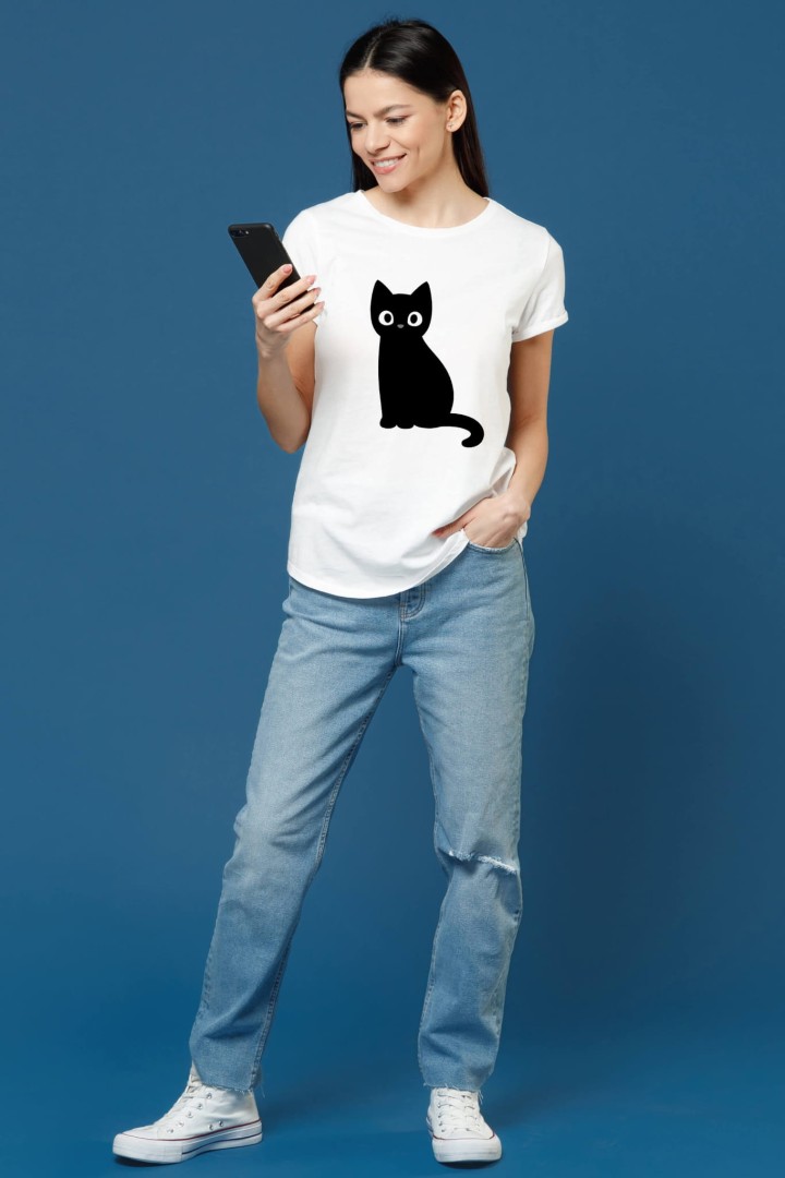Tričko s motivem černého kocoura