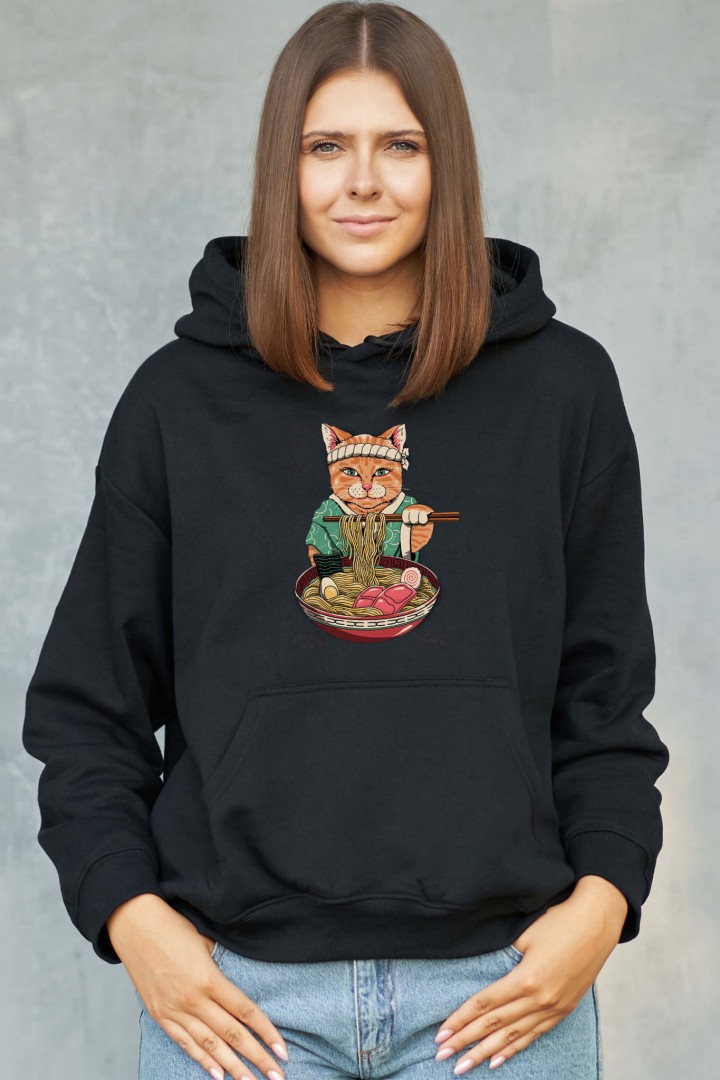 Blůza černá kočka ramen