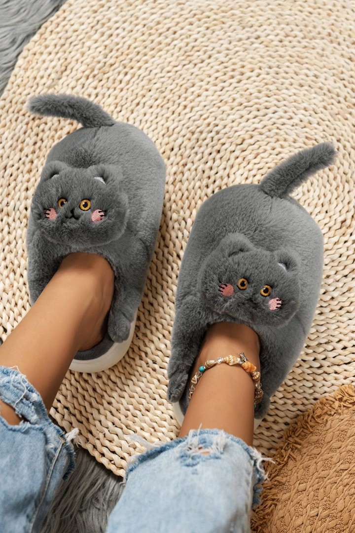 DÁMSKÉ KOŽEŠINOVÉ PANTY ŠEDÉ KOČKY TEPLÉ