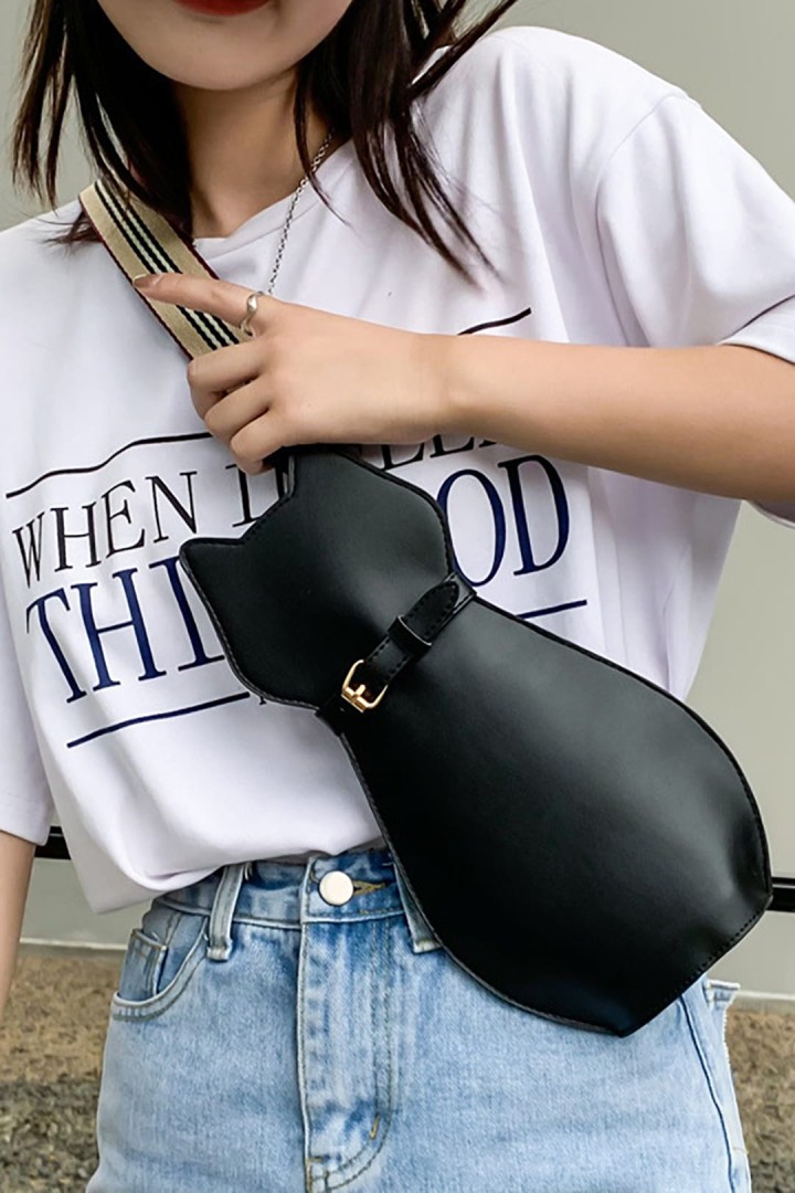 Kožená kabelka ve tvaru kočky