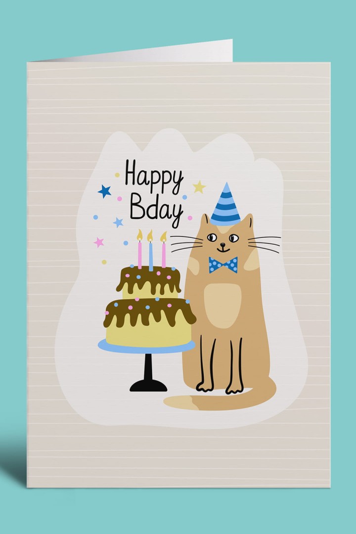 Přání k narozeninám s kočkou