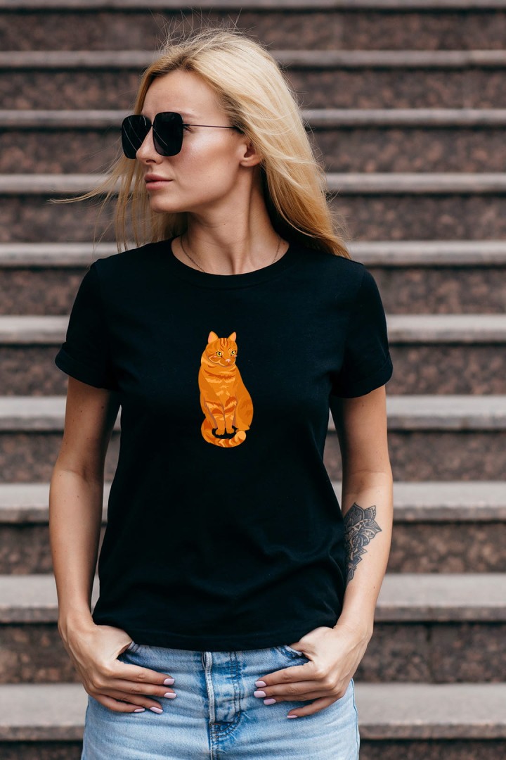 Tričko s červenou kočkou