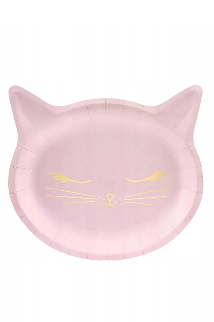 Papírový talíř na narozeninovou oslavu ve tvaru kočičí hlavy