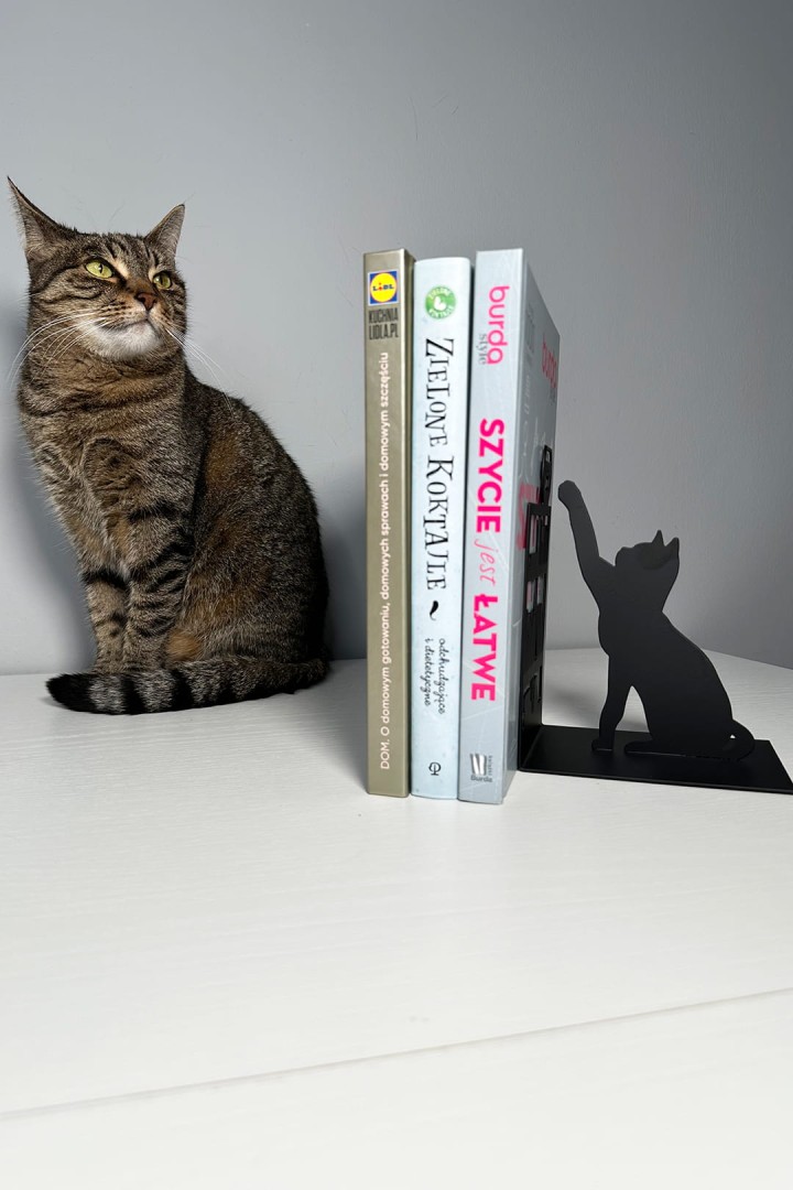 Knižní rekvizita černá ve tvaru kočky