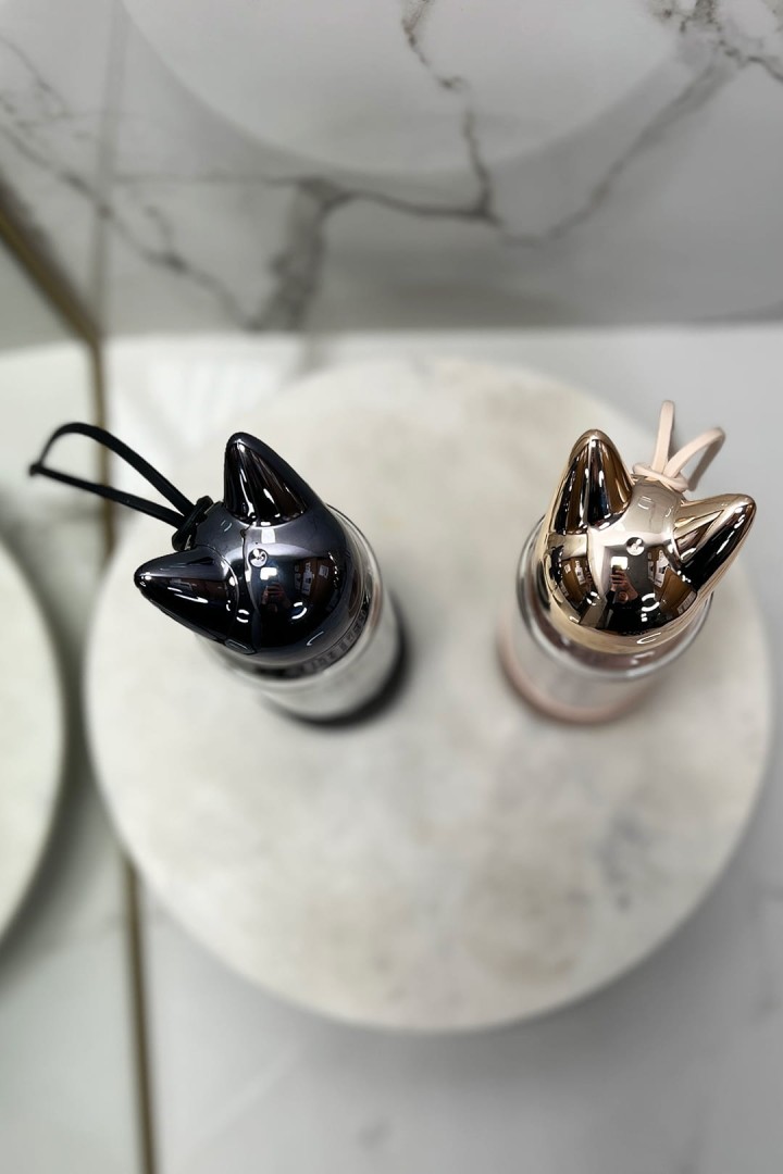 Láhev na vodu ve tvaru kočky 350 ml borosilikátová