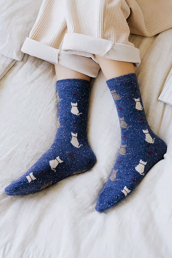 Ponožky s kočičkami a srdíčky