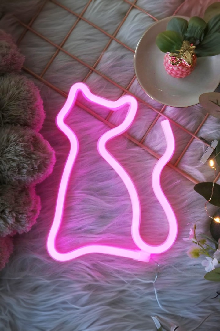 Neonová LED kočka - svítící dekorativní nápis pro kočičí lidi