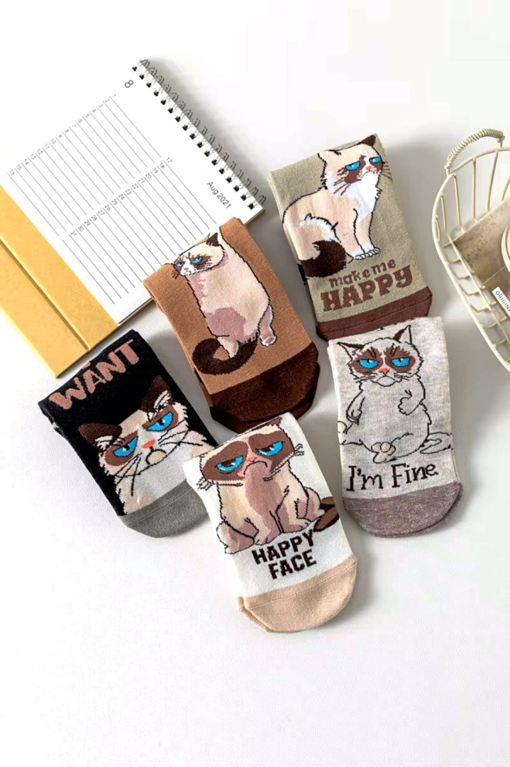 Ponožky s nápisem a kočkou jako dárek pro milovníky koček