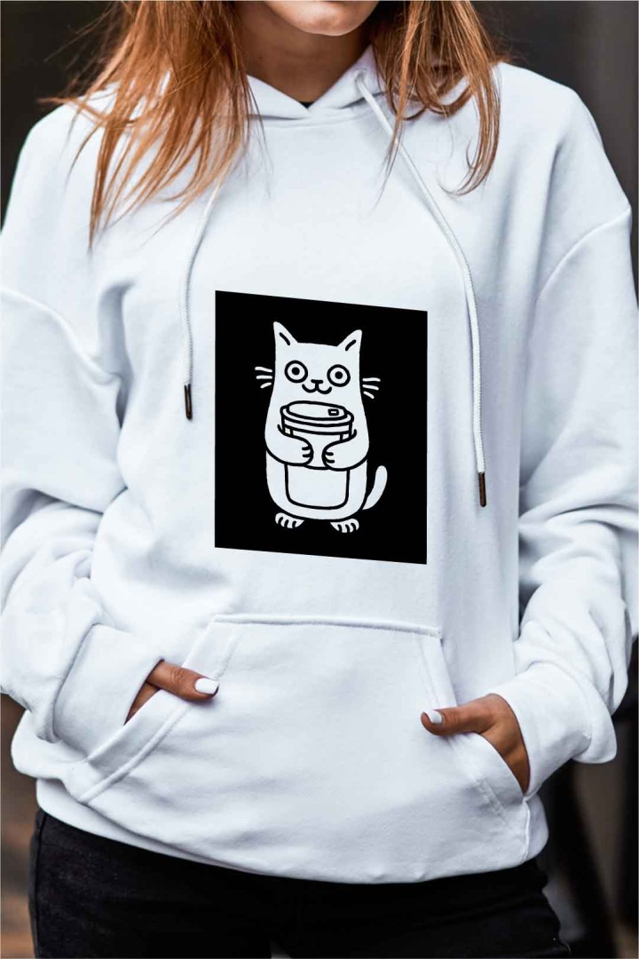 Kávové mikina s kočkou