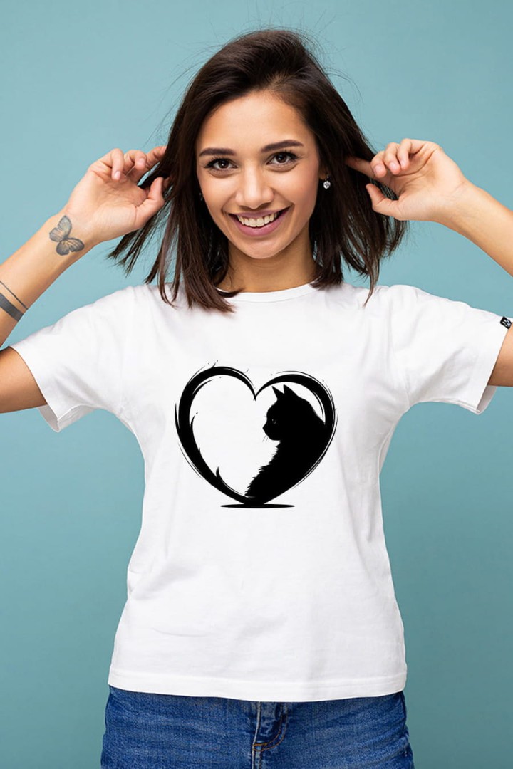 Tričko s kočičím srdcem pro kočičí maminky