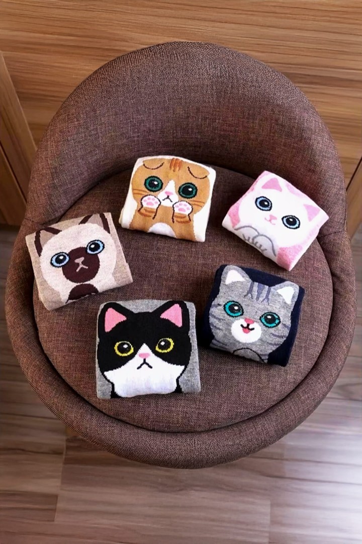 Bavlněné ponožky s kočičími plemeny