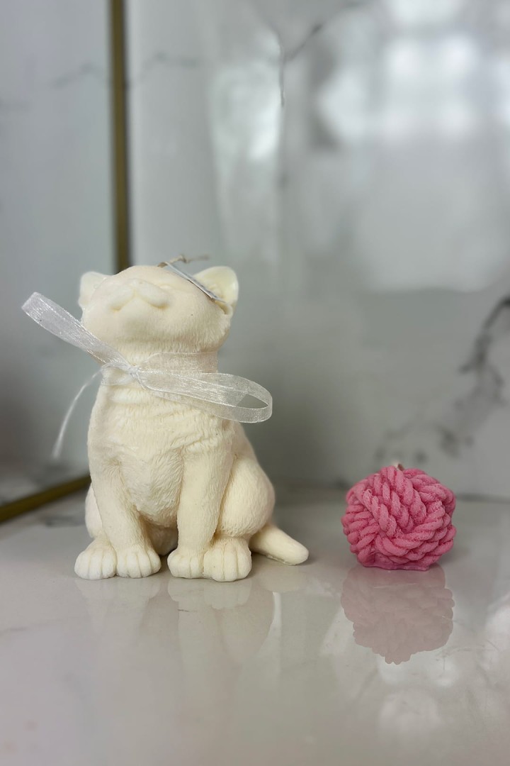Sojová svíčka sweet kitty + klubko vlny