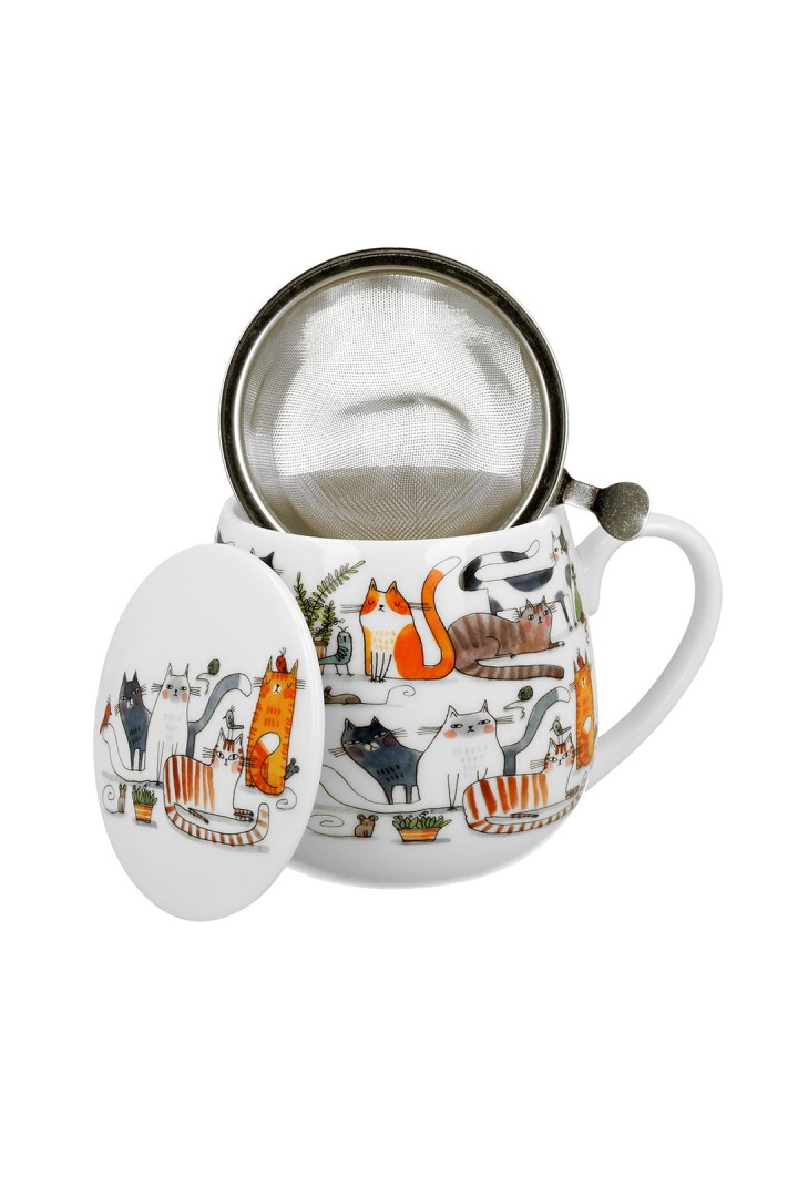 Hrnek s vařičem 430ml líné kočky