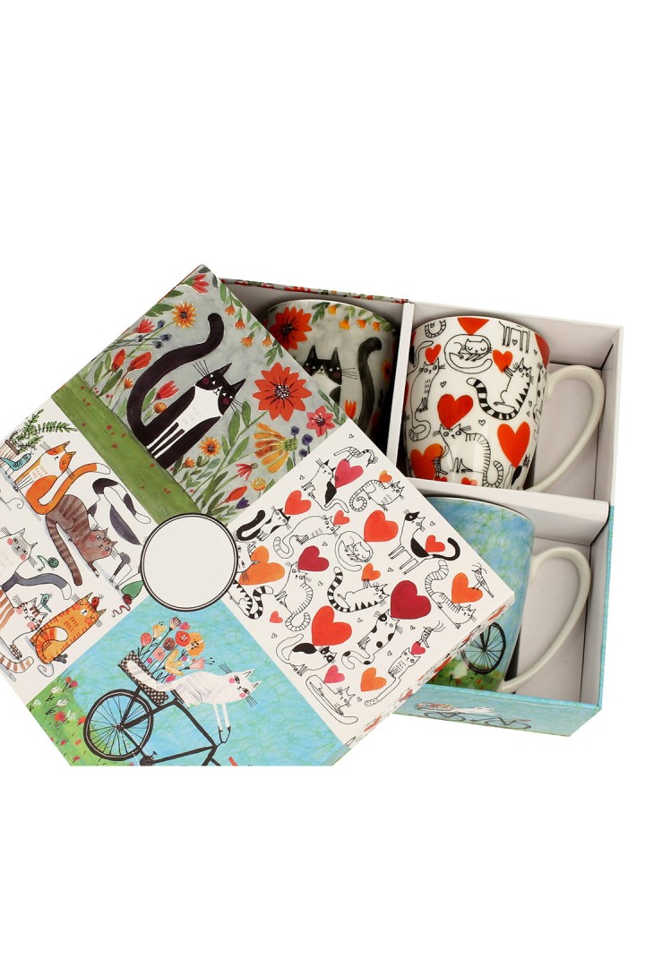 Dárková sada 4x kočičích hrnků pro kočičí dámu